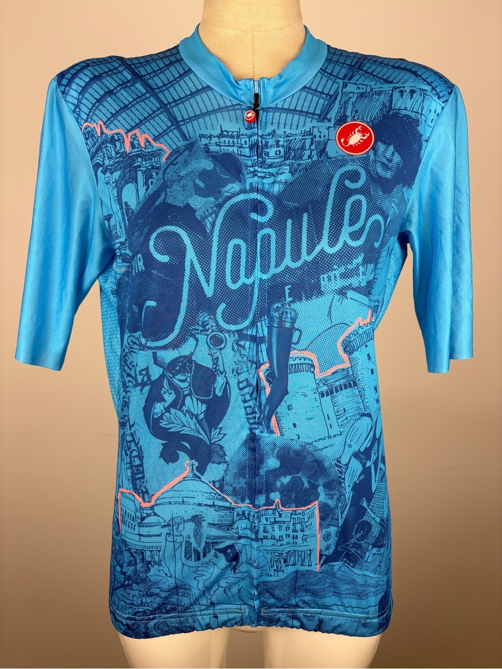 Castelli Giro d'Italia Napoli Cycling Jersey Men's Size L Blue Road Bike Aero